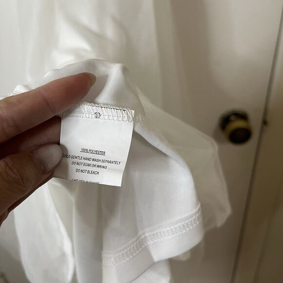 NEW! Selfie Leslie Floating By Plunging Neckline Mesh Overlay Midi Dress White L - Picture 7 of 13